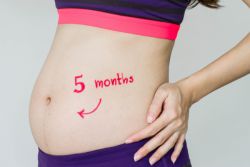 žaludek po 5 měsících těhotenství