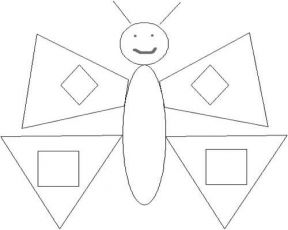 aplikacja z geometrycznych kształtów motyl 1