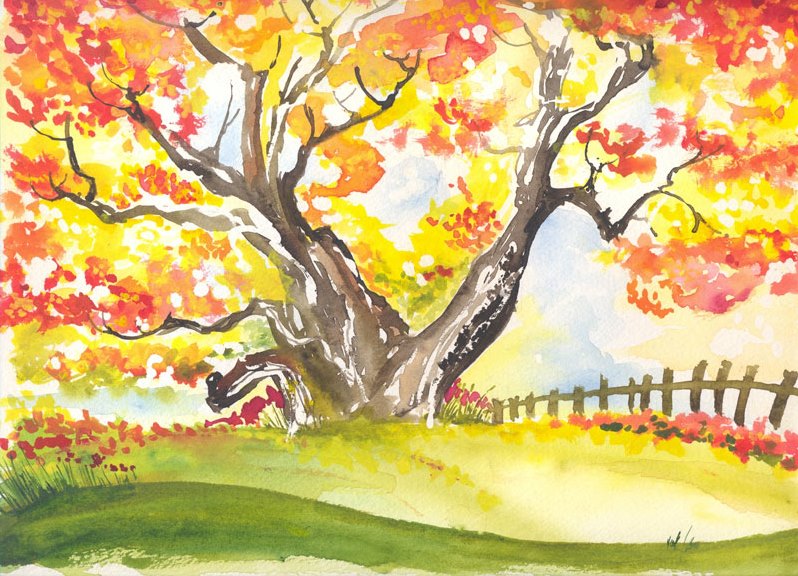 есенни рисунки на детски бои 5