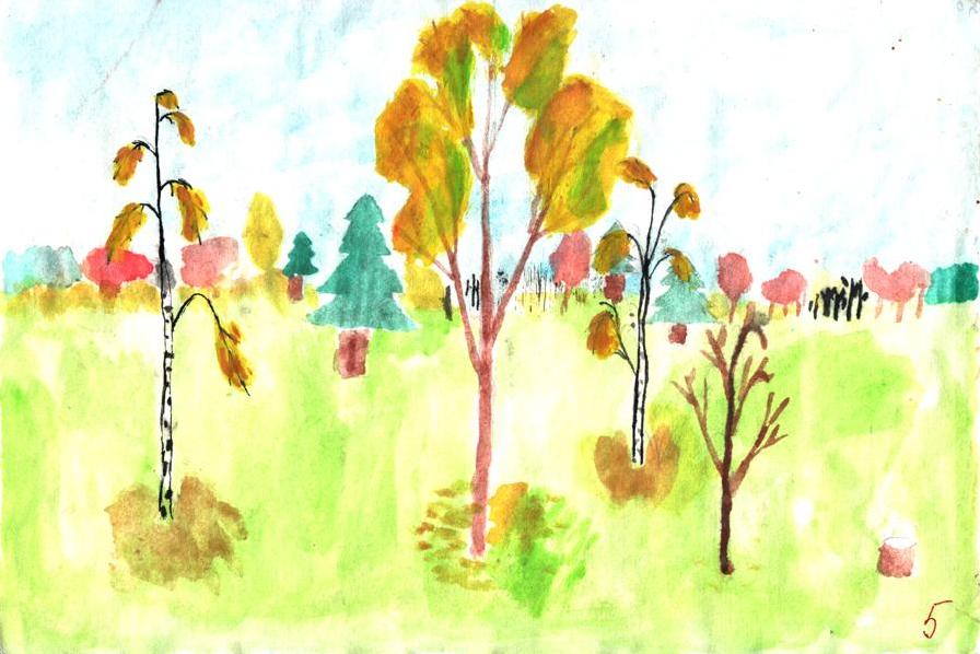 јесен пејзаж црта дјецу 6