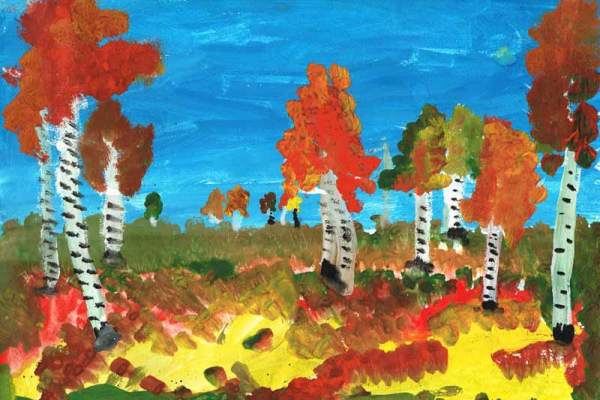 jesen krajolik crtanje za djecu 8