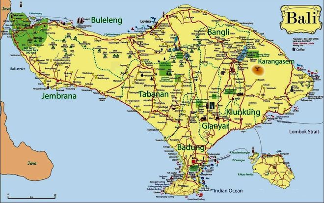 Карта Бали