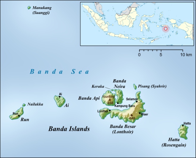 Острова Банда на карте