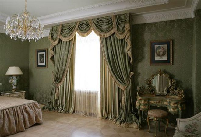 Záclony v barokním stylu v interiéru