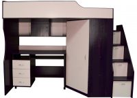 Podkrovní postel s pracovním prostorem a šatní skříní8