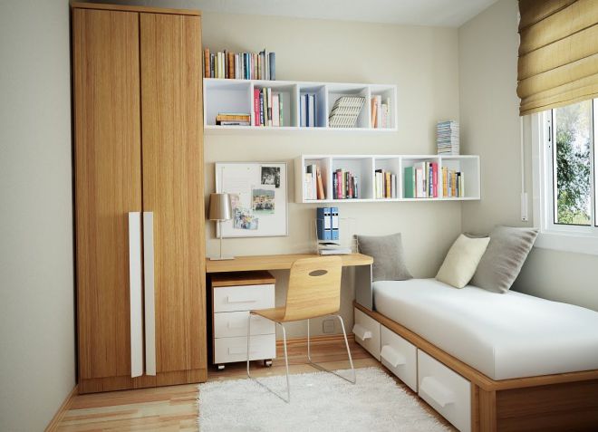 Ložnice-obývací pokoj ve stylu minimalismu