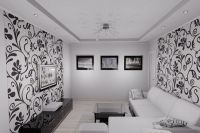 černobílý interiér obývacího pokoje 2