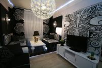 obývací pokoj v černé a bílé barvě 1