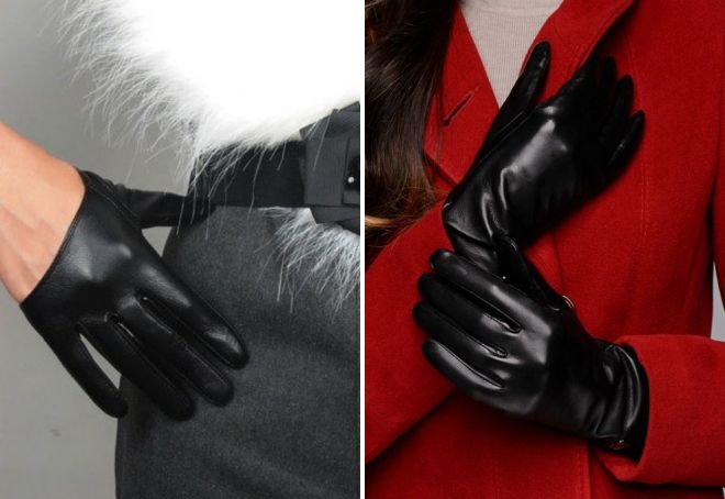 црне патентне рукавице