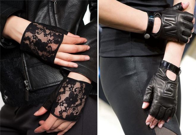 женске црне рукавице без прстију