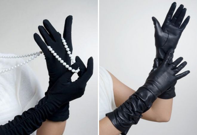 czarne wysokie rękawiczki
