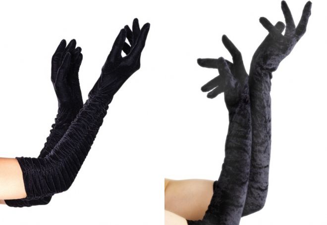 черни кадифени ръкавици