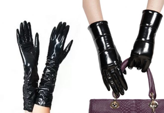 черни патентни ръкавици