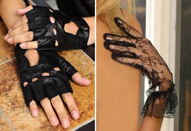 ženske črne rokavice brez prstov