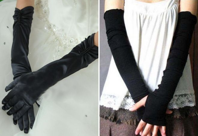 črne dolge rokavice