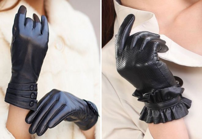 černé kožené rukavice