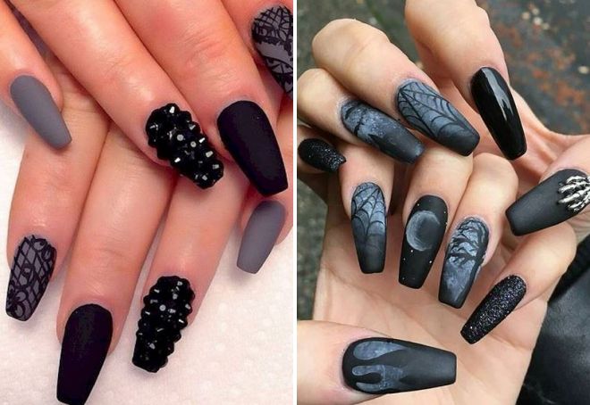 дизайн ногтей в черном цвете
