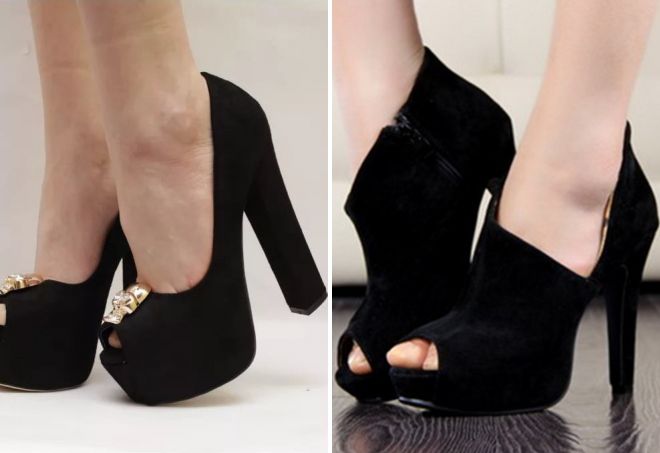 женские черные туфли на каблуке
