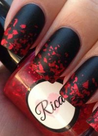 Czarny z czerwonym manicure5