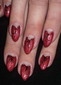 Czarny z czerwonym manicure9