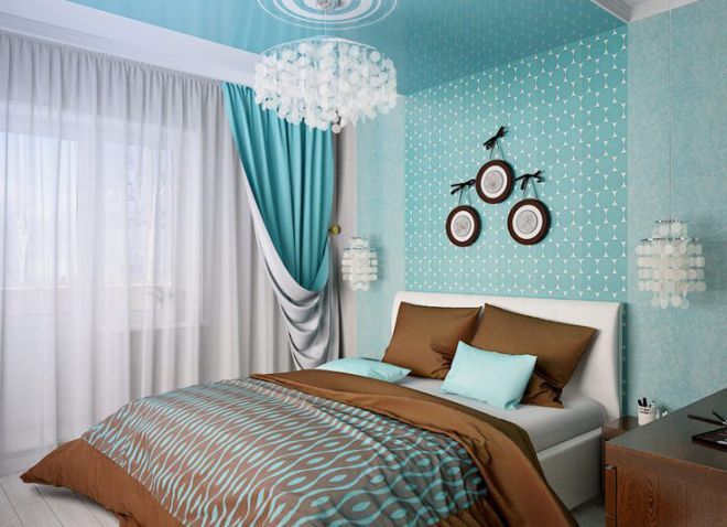 Спаваћа соба у смеђој плавој боји