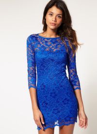 синя рокля с дантела1