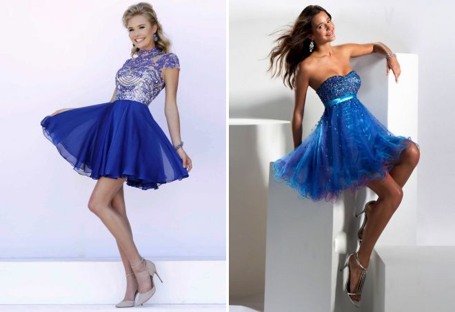 най-модерните сини вечерни рокли