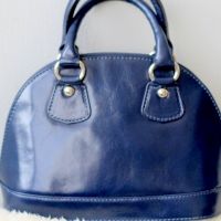 Синя кожена чанта 4
