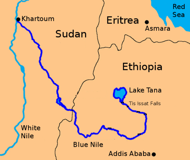 Голубой Нил на карте