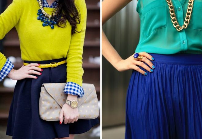 какво да носите със синя пола