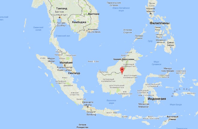 Борнео на карте мира