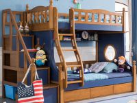 двуетажно легло за деца със шкафове 1