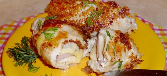 piščančje zvitke s šunko in sira
