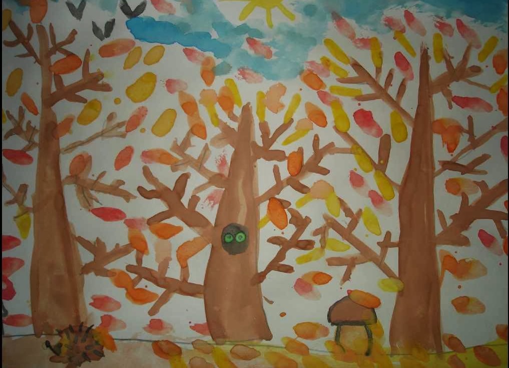 Дјечији цртежи на тему јесени