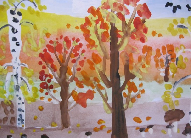 Детски рисунки по темата на есента 8