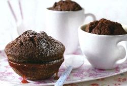 czekoladowy muffin wypełniony w kuchence mikrofalowej