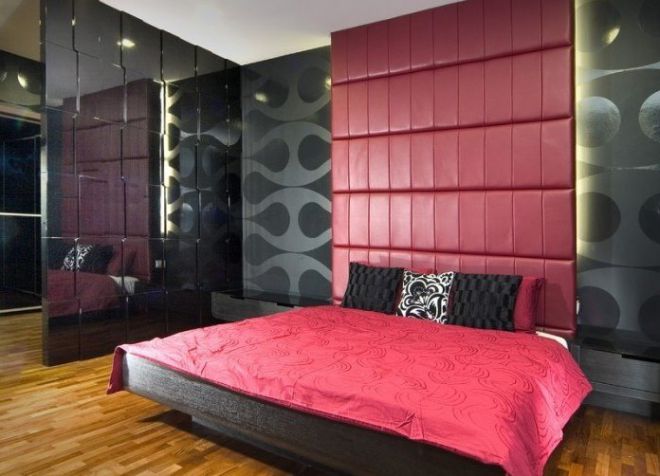 черно-розовая спальня