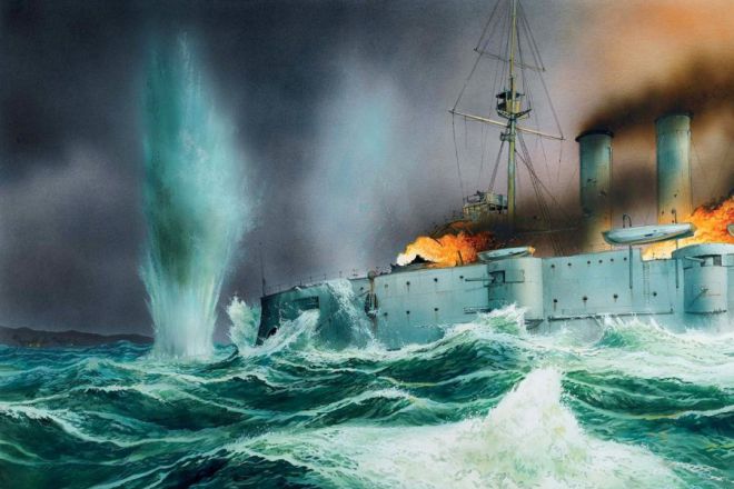 Картина, иллюстрирующая морскую битву 1914 года