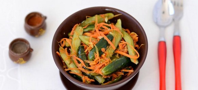 okurky s korejským mrkví recept na zimu