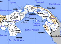 Карта Панамы, на которой указан Дарьенский пробел