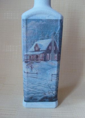 Decoupage of New Year's bottles11