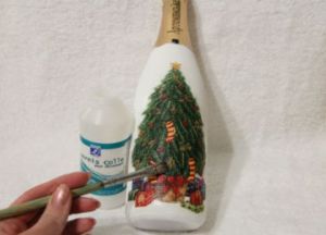 Decoupage of New Year's bottles23
