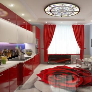 дизајн завеса за црвену кухињу 4