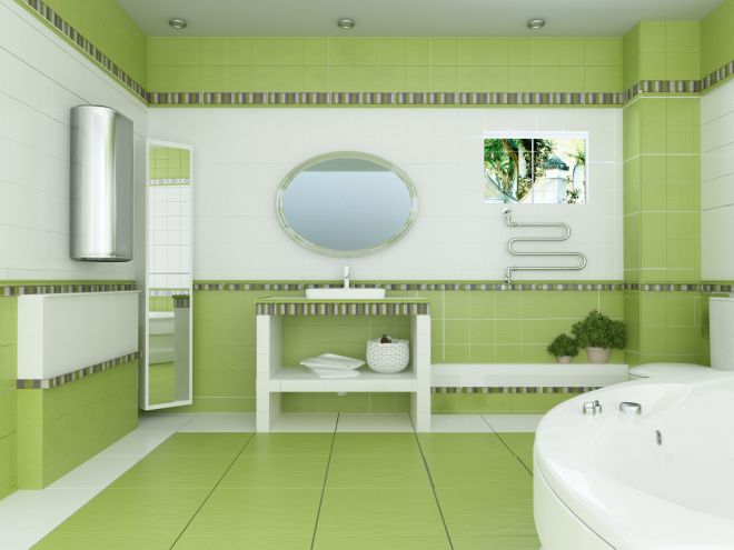 Зеленая плитка для ванной