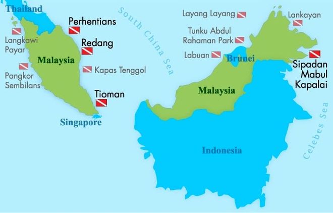 Популярные дайв-сайты Малайзии