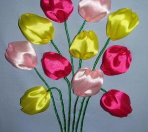 Hafty wstążkowe - tulipany11