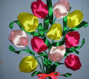 Hafty wstążkowe - tulipany12
