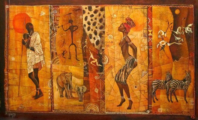 Afrykańskie obrazy w stylu etno