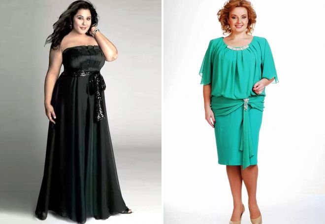 styly večerních šatů pro obézní ženy