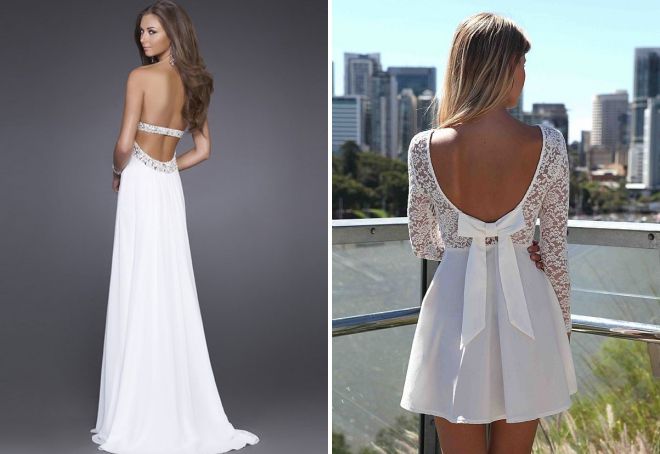 biała suknia wieczorowa z odkrytymi plecami